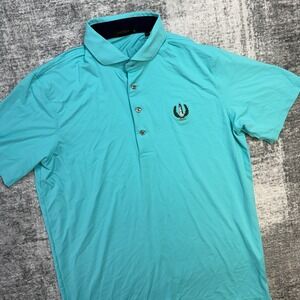 Greyson Polo Shirt Mens Medium Aqua Blue Golf Cayuse Performance Stretch Nylon